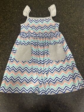 Pete & Lucy Pink Blue Green Grey Sleeveless Cotton Pockets Little Girls Dress